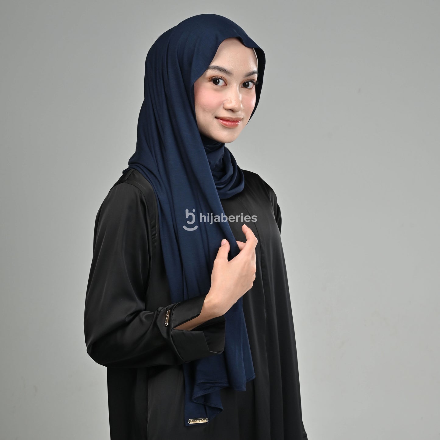 Kesa Tencel Pashmina Kaos Hijaberies - Navy