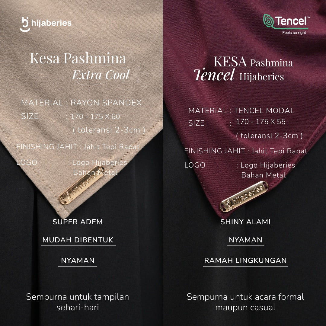 Kesa Tencel Pashmina Kaos Hijaberies - Black
