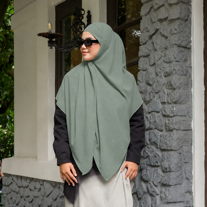 Khimar Bandana Hijaberies – Jilbab Khiban Double Layer 120x120 cm, Hijab Segi Empat Instan 2in1 dengan Bandana
