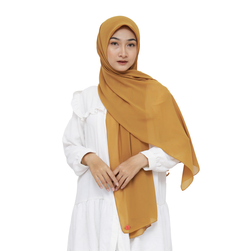 Kelora Pashmina Square Ceruty Babydoll Hijaberies - Mustard