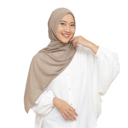 Daily Pashmina Ceruty Babydoll Hijaberies - Walnut