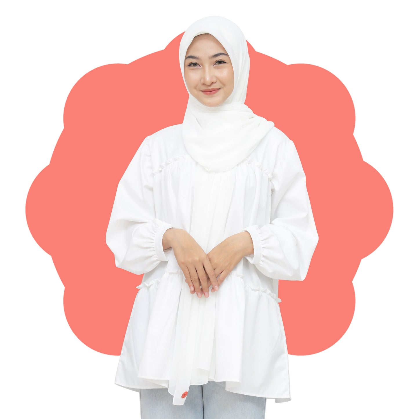 Kelora Pashmina Square Ceruty Babydoll Hijaberies - Broken White