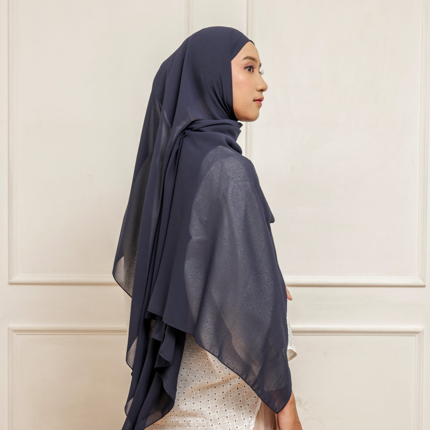 Lily Pashmina Inner 2in1 Hijaberies - Navy