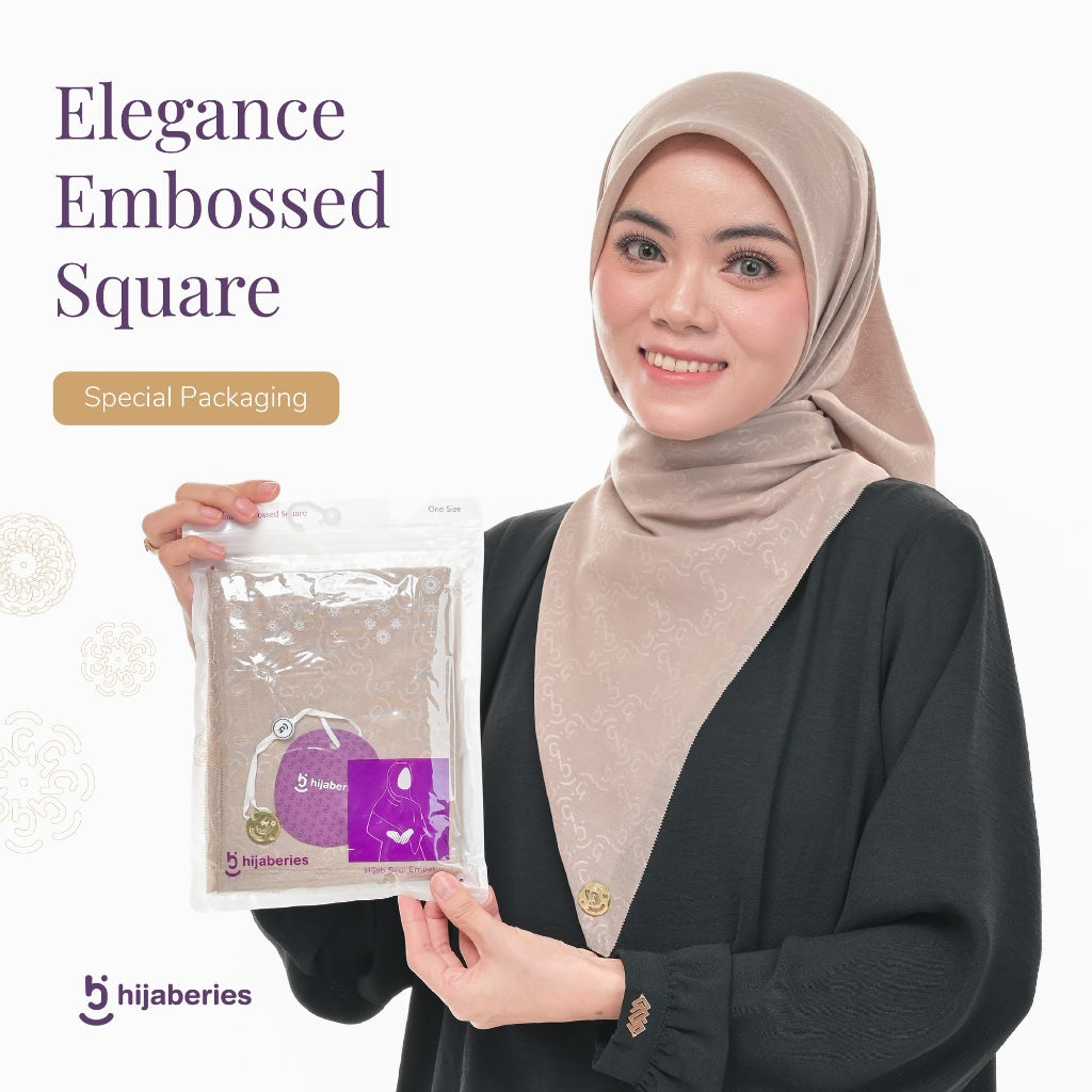 Hijaberies Elegance Embossed - Monogram Series 2 & 3 (Hijab Segi Empat Lasercut Motif Emboss)