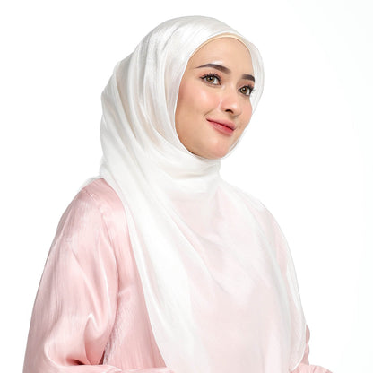 Shimmer Silk Pashmina Hijaberies - Broken White