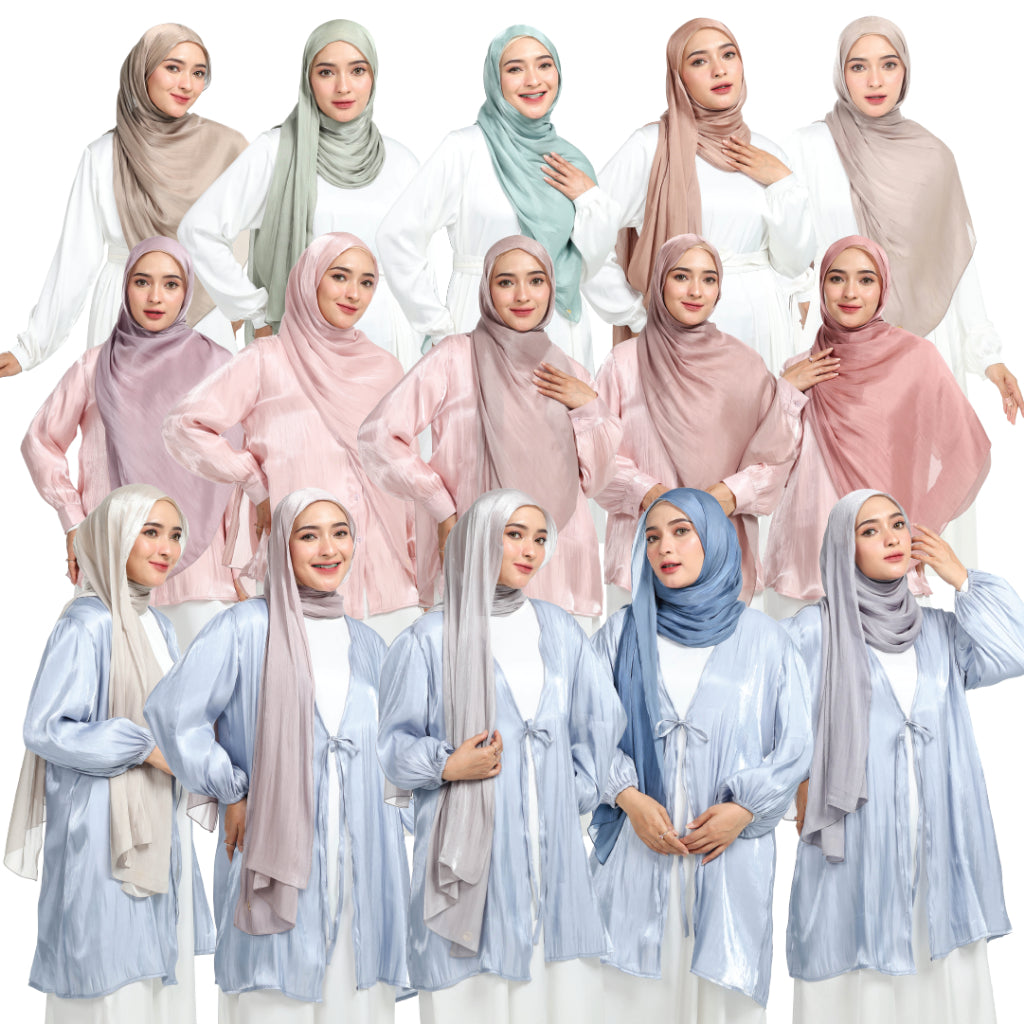 Shimmer Silk Pashmina Hijaberies - Ivory