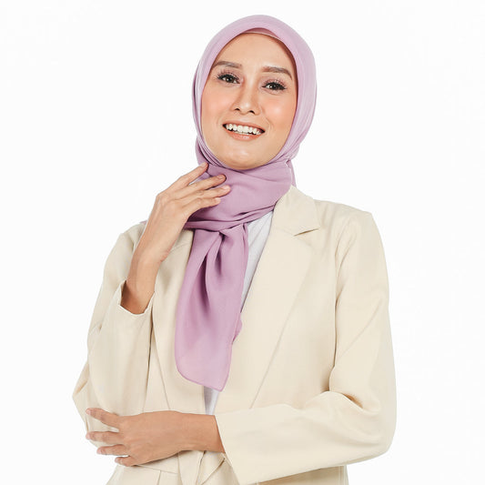 Nura Square Pollycotton Logo Metal Hijaberies (LAVENDER)