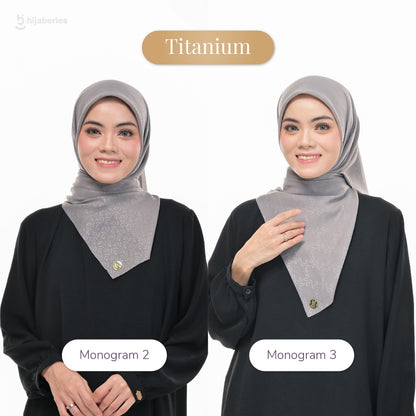 Hijaberies Elegance Embossed - Monogram Series 2 & 3 (Hijab Segi Empat Lasercut Motif Emboss)