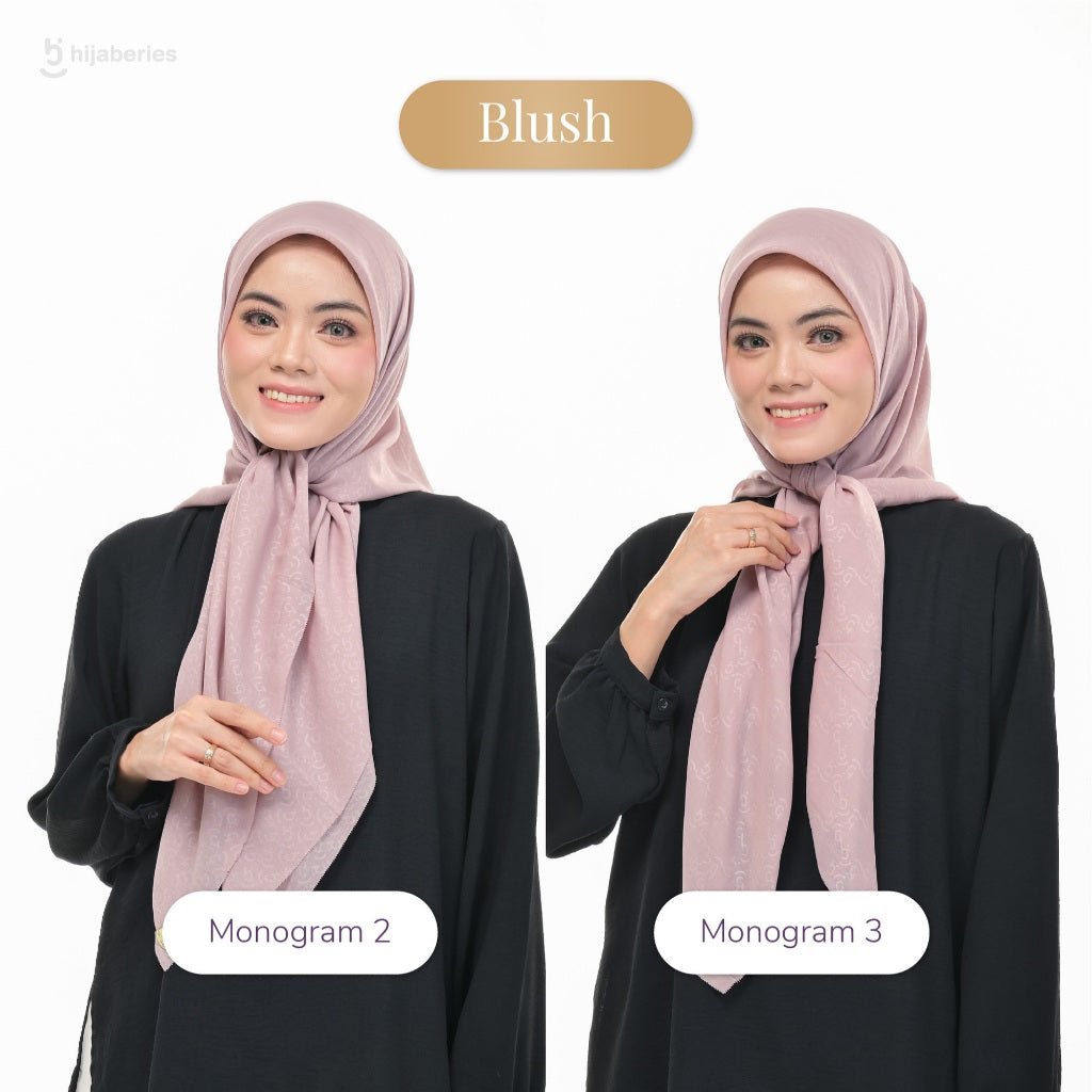 Hijaberies Elegance Embossed - Monogram Series 2 & 3 (Hijab Segi Empat Lasercut Motif Emboss)