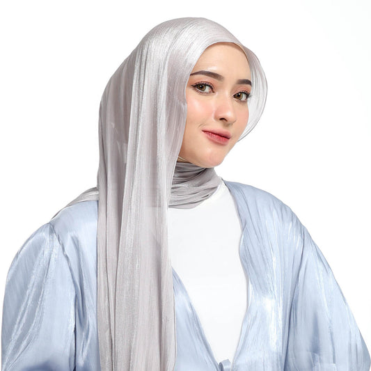 Shimmer Silk Pashmina Hijaberies - Silver