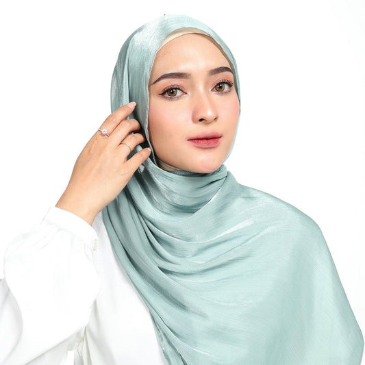 Shimmer Silk Pashmina Hijaberies - Soft Mint