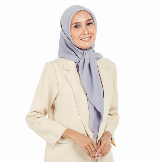 Nura Square Pollycotton Logo Metal Hijaberies (GREY)