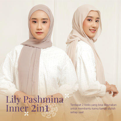 Hijaberies - Lily Pashmina 2in1 Inner Premium (Hijab Pashmina Instan dengan Ciput Long Headband)