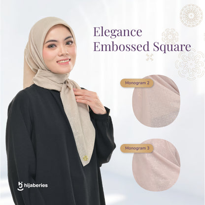 Hijaberies Elegance Embossed - Monogram Series 2 & 3 (Hijab Segi Empat Lasercut Motif Emboss)