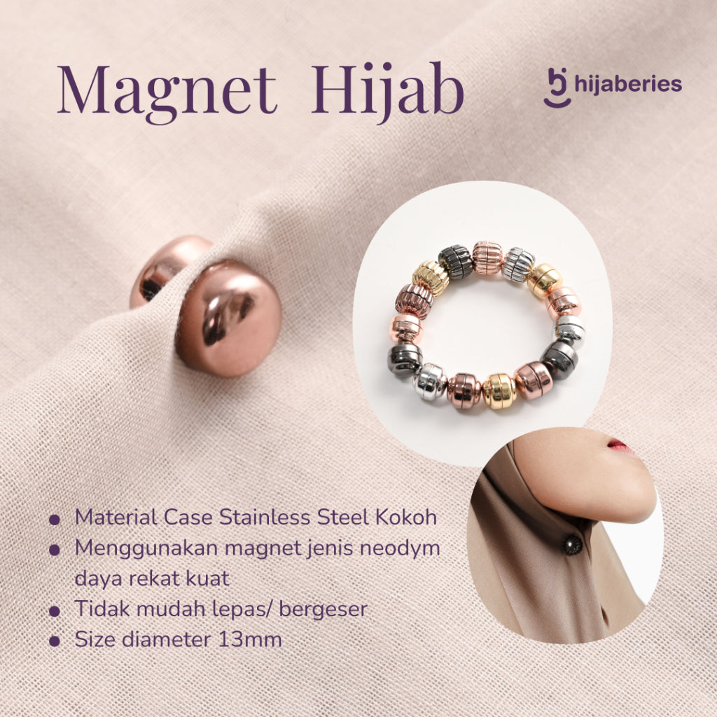 Hijaberies - Pin Magnet Hijab (Aksesoris Bahan Stainless Steel Ukuran 13mm)