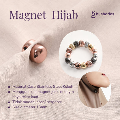Hijaberies - Pin Magnet Hijab (Aksesoris Bahan Stainless Steel Ukuran 13mm)