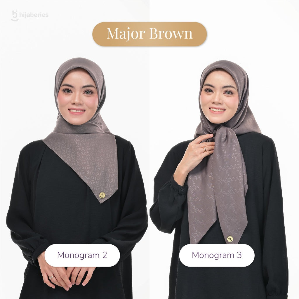 Hijaberies Elegance Embossed - Monogram Series 2 & 3 (Hijab Segi Empat Lasercut Motif Emboss)