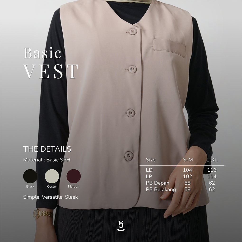 Hijaberies - Basic Vest (Vest Wanita Bahan Basic Polyester)