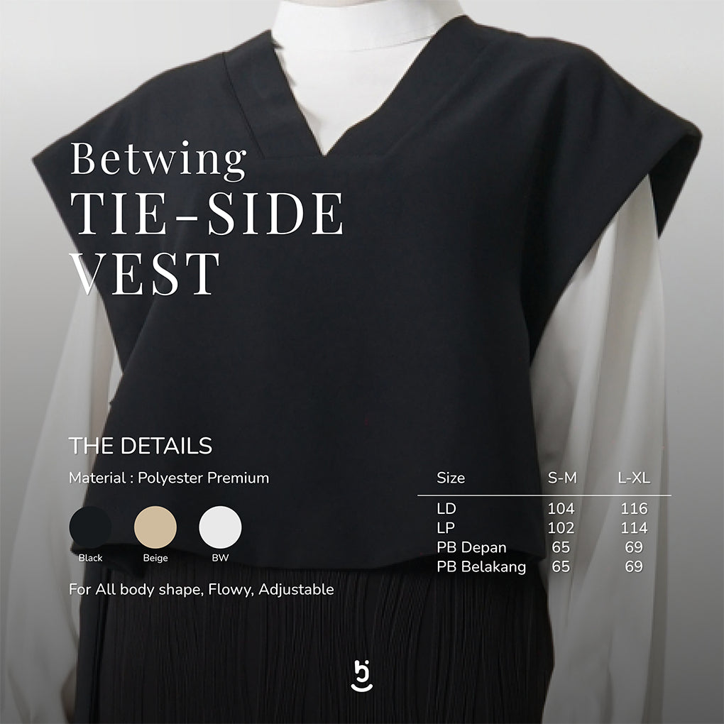 Hijaberies - Batwing Tie Side Vest (Vest Wanita Bahan Polyester Premium)
