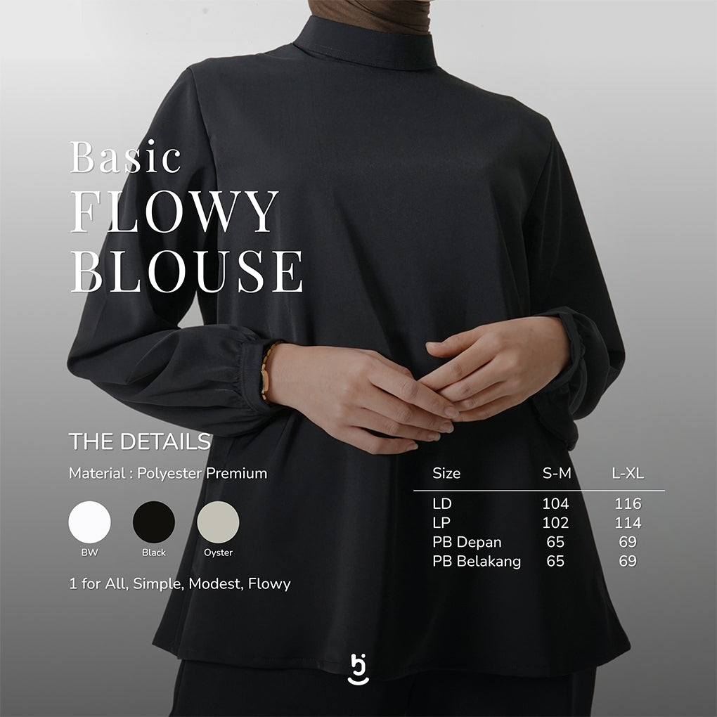 Hijaberies - Basic Flowy Blouse (Blouse Wanita Bahan Polyseter Premium)