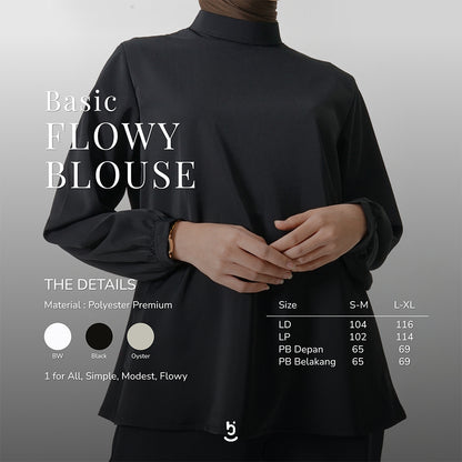 Hijaberies - Basic Flowy Blouse (Blouse Wanita Bahan Polyseter Premium)