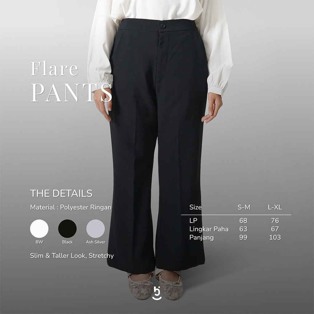 Hijaberies - Flare Pants (Celana Flare Wanita Bahan Polyester Ringan)