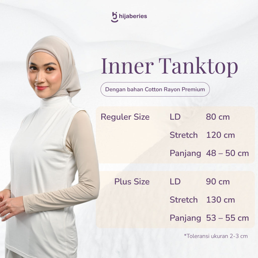 Hijaberies - Inner Tanktop Basic Reguler & Plus Size (Kaos Manset Bahan Cotton Rayon Premium)