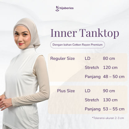 Hijaberies - Inner Tanktop Basic Reguler & Plus Size (Kaos Manset Bahan Cotton Rayon Premium)