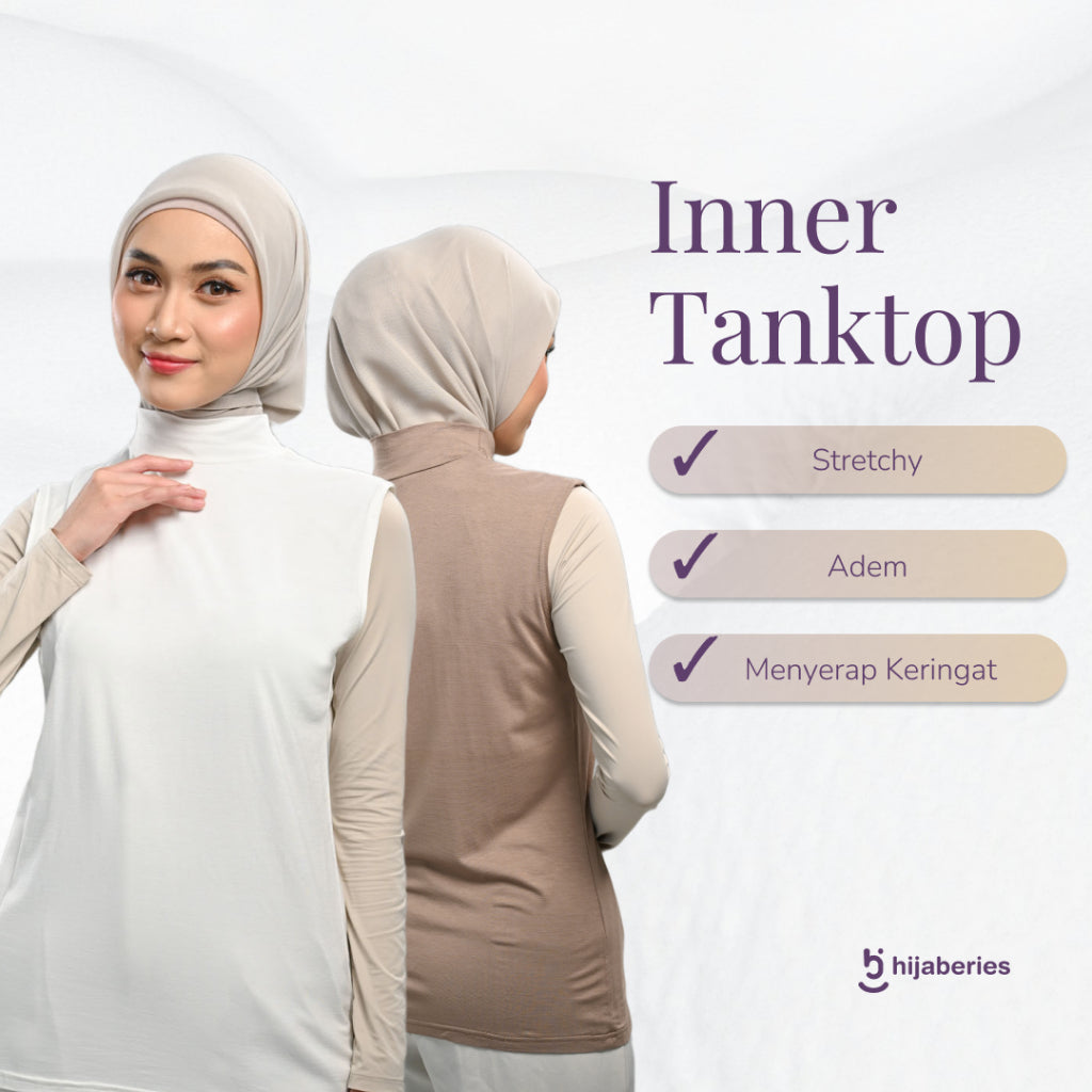 Hijaberies - Inner Tanktop Basic Reguler & Plus Size (Kaos Manset Bahan Cotton Rayon Premium)
