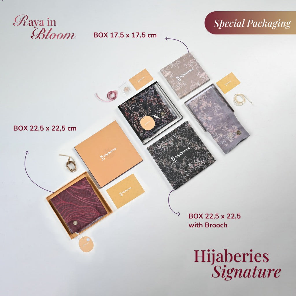 Hijaberies Signature -  Hijab Segiempat Motif with Exclusive Box