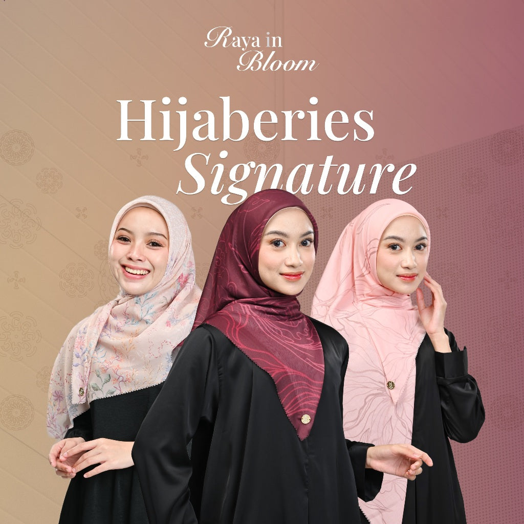 Hijaberies Signature -  Hijab Segiempat Motif with Exclusive Box