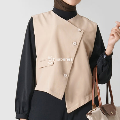 Hijaberies - Side Cut Pocket Vest (Vest Wanita Bahan Polyester Premium)