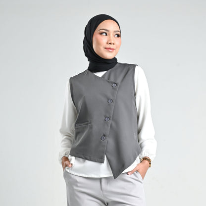 Hijaberies - Side Cut Pocket Vest (Vest Wanita Bahan Polyester Premium)