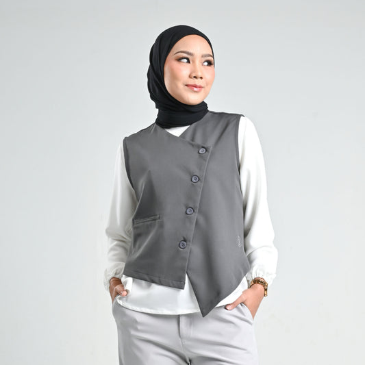 Hijaberies - Side Cut Pocket Vest (Vest Wanita Bahan Polyester Premium)