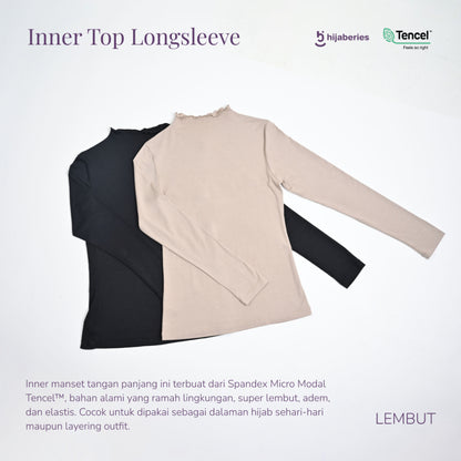 Hijaberies - Inner Top Longsleeve Tencel Reguler & Plus Size (Kaos Manset Spandex Micro Modal Tencel)