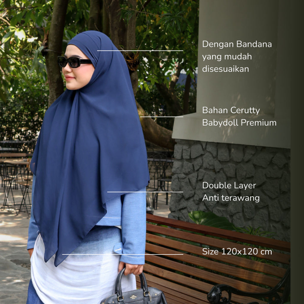 Hijaberies - Khimar Bandana (Khiban Double Layer Ukuran 120x120 cm)