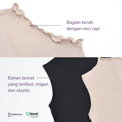 Hijaberies - Inner Top Sleeveles Tencel Reguler & Plus Size (Kaos Manset Spandex Micro Modal Tencel)