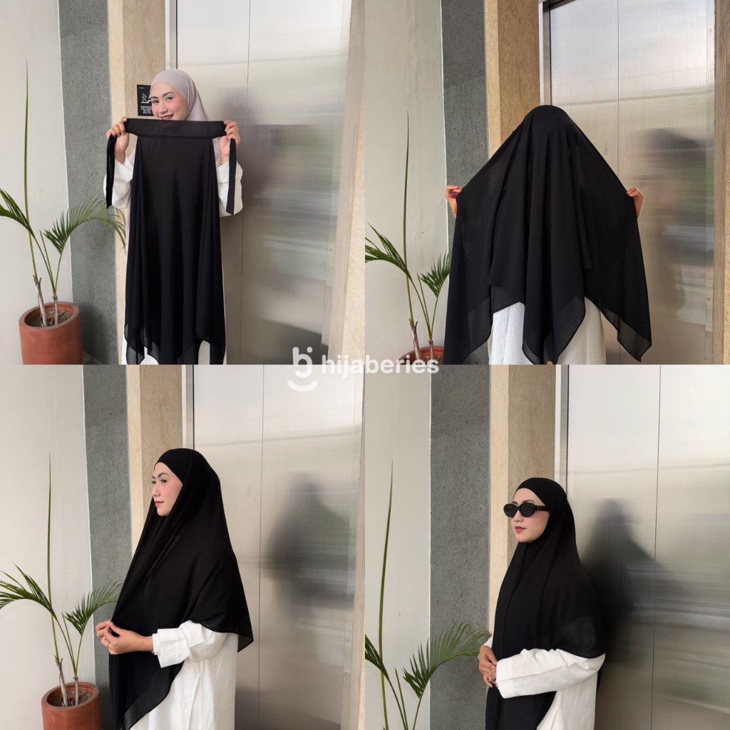 Hijaberies - Khimar Bandana Syar'i (Jilbab Syar'i Instant bahan Ceruty ukuran 140x140cm)