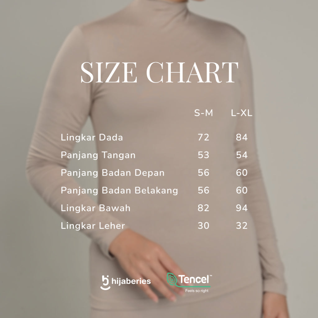 Hijaberies - Inner Top Longsleeve Tencel Reguler & Plus Size (Kaos Manset Spandex Micro Modal Tencel)