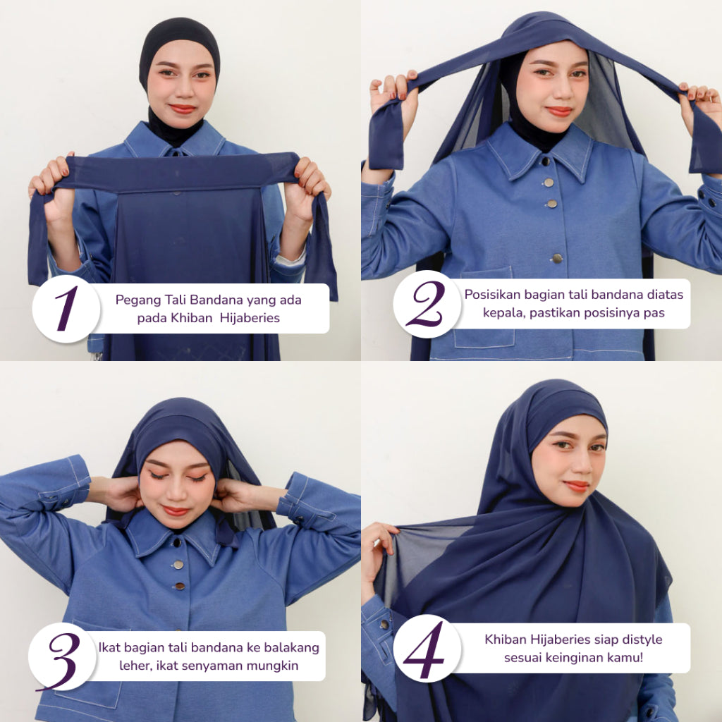 Hijaberies - Khimar Bandana (Khiban Double Layer Ukuran 120x120 cm)