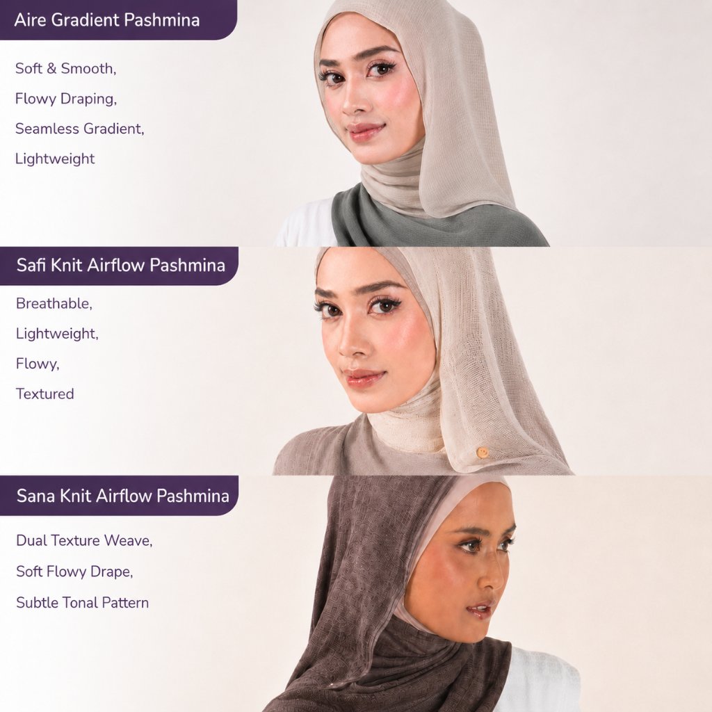 Hijaberies - Sana Knit Airflow Pashmina (Pashmina Motif Knit Airflow Anti Gerah)
