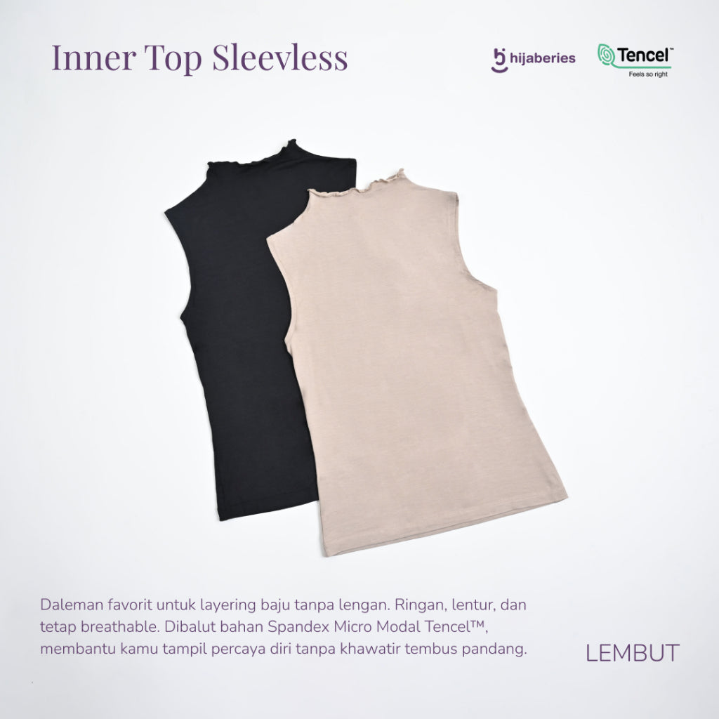 Hijaberies - Inner Top Sleeveles Tencel Reguler & Plus Size (Kaos Manset Spandex Micro Modal Tencel)