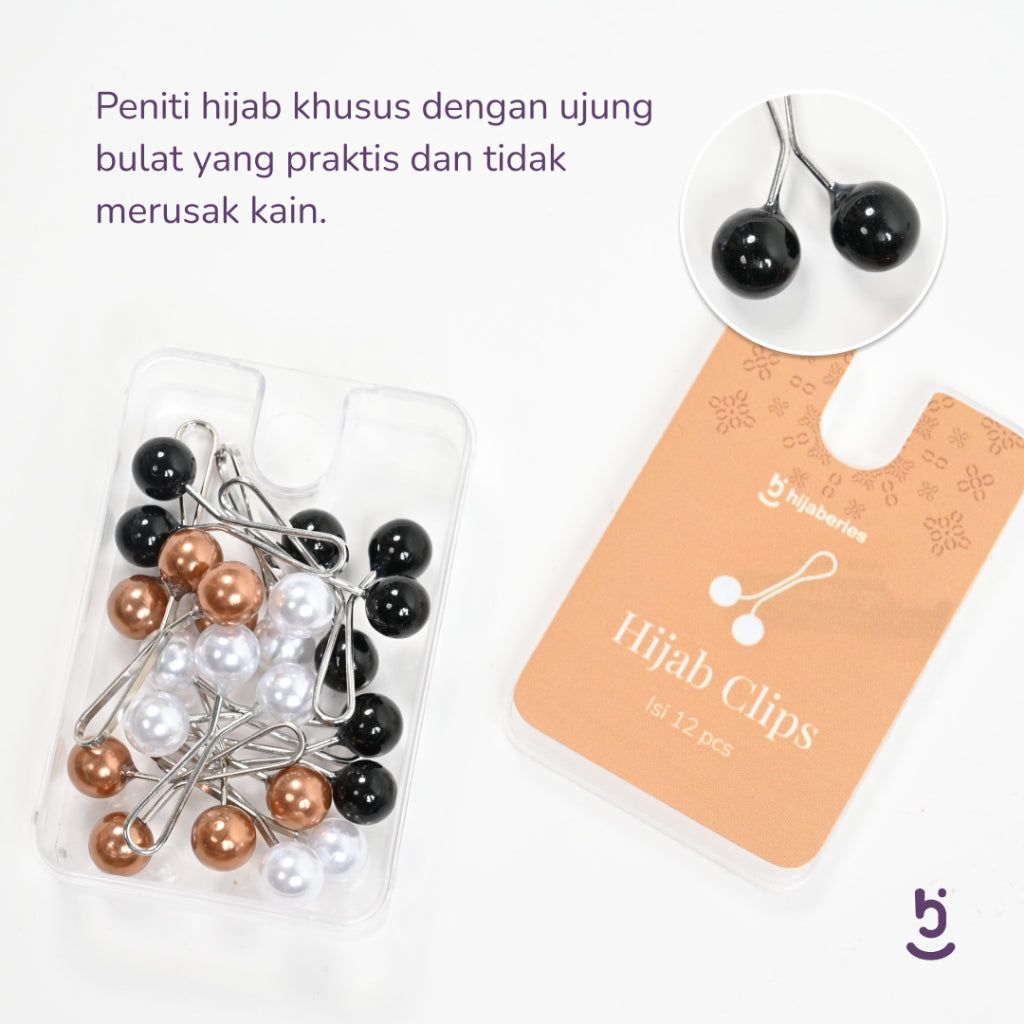 Hijaberies - Klip Hijab Turki (Klip Hijab Turky Mutiara isi 12 PCS)