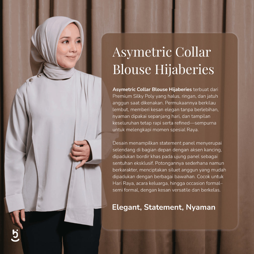 Hijaberies - Asymetric Collar Blouse (Blouse Asimetris Wanita bahan Poly Premium | Cocok Untuk Acara Formal/Kondangan/Raya)
