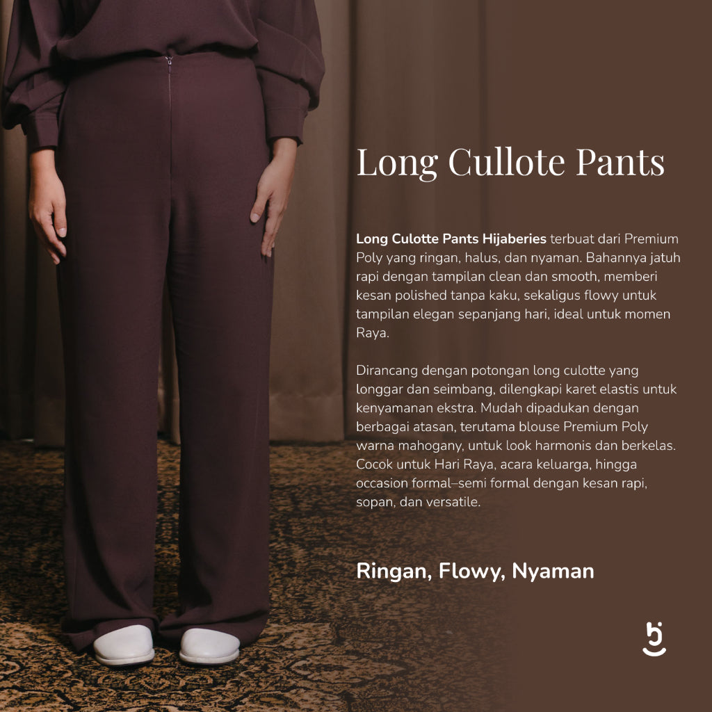 Hijaberies - Long Cullote Pants  (Loose Fit Nyaman, Bebas Gerak Seharian | Cocok Untuk Acara Formal/Kondangan/Raya)