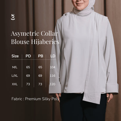 Hijaberies - Asymetric Collar Blouse (Blouse Asimetris Wanita bahan Poly Premium | Cocok Untuk Acara Formal/Kondangan/Raya)