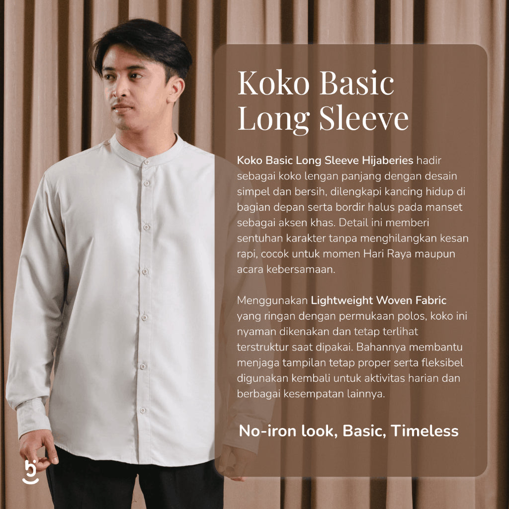 Hijaberies Raya - Koko Basic Long Sleeve (Baju Koko Basic Pria Lengan Panjang)