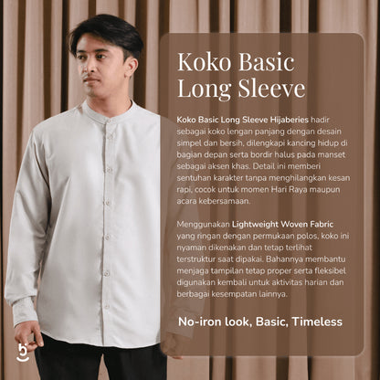 Hijaberies Raya - Koko Basic Long Sleeve (Baju Koko Basic Pria Lengan Panjang)