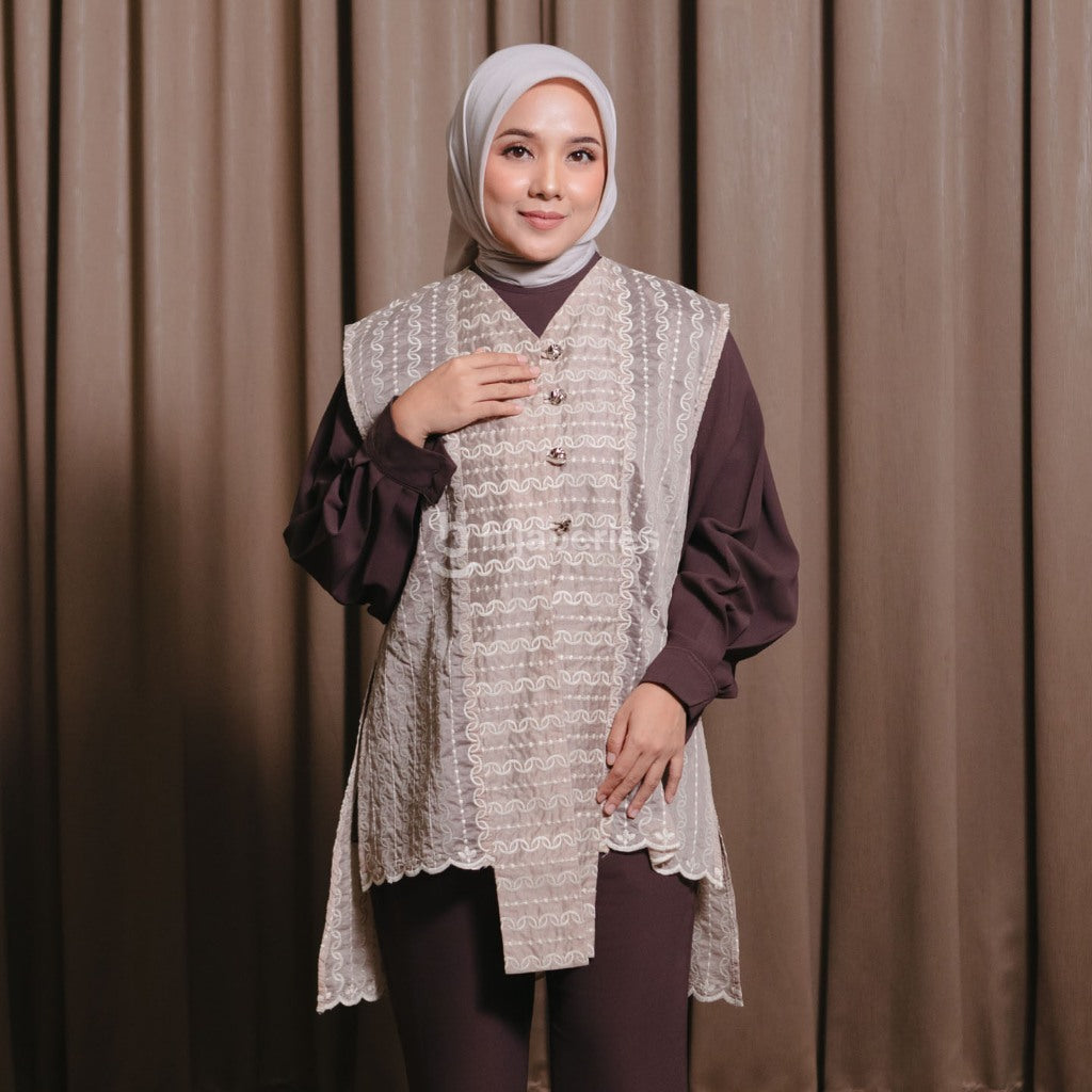 Hijaberies - Papersilk Embroidery Vest (Vest Anggun dengan Detail Bordir Mewah | Cocok Untuk Acara Formal/Kondangan/Raya)