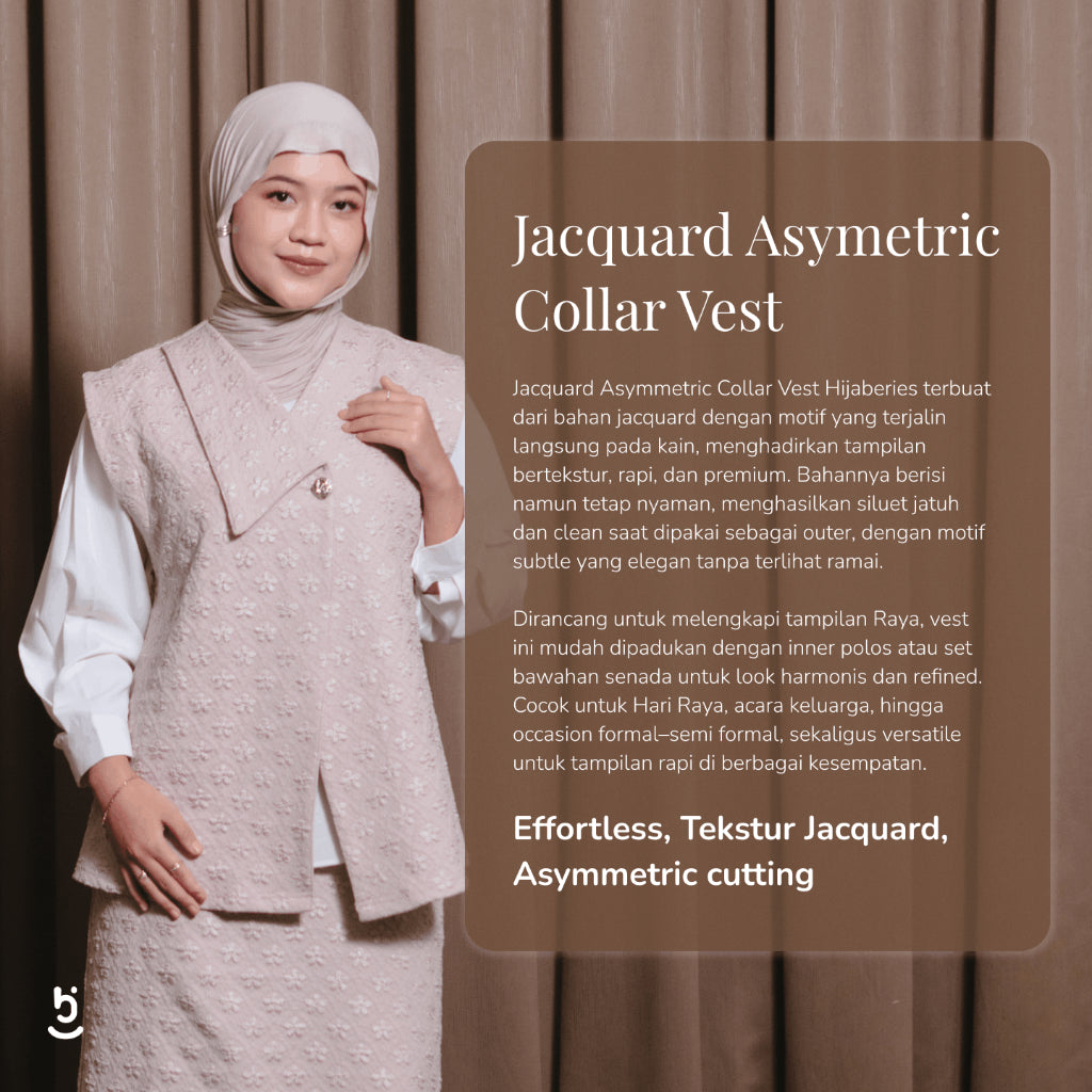 Hijaberies - Jacquard Asymetric Collar Vest (Asymetric Vest Wanita bahan Jacquard | Cocok Untuk Acara Formal/Kondangan/Raya)
